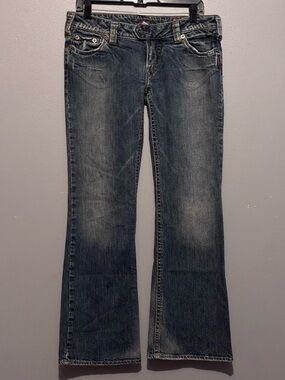 Y2K Extreme Fade Boot Cut Low Rise Silver Jeans